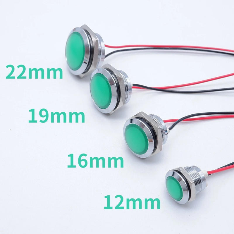 Description Picture 5 of item10pcs LED Metal Indicator Light 12mm/16mm/19mm/22mm Waterproof Warning Signal Lamp With Wire 3V 6V 12V 24V 110V 220V Red Green