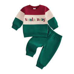 Baby Boys Pants Set Long Sleeve Embroidery Letters Sweatshirt with Elastic Waist Sweatpants Christmas Clothes