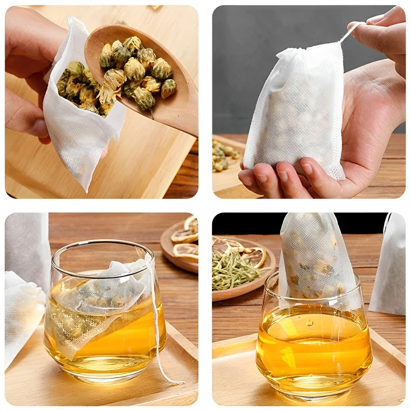 Description Picture 4 of item1000/100pcs Disposable Tea Bags Filter Bag Spice Storage Bags Non-woven Fabric Coffee Filter Bags Loose Tea Bag Multip Container