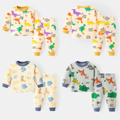 Fall Kid's Baby Pajama Suit 0-4Y Toddler Boys Sleep Wear Underwear Set Girls Cartoon Print Night Wear Children's Home Clothes
