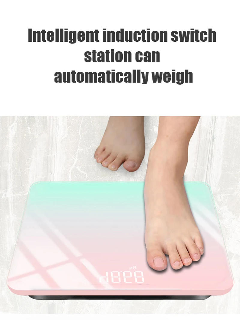 Description Picture 6 of itemGradient Color Intelligent LCD Electronic Scale Digital Display Glass Weight Scale Balance Body Electronic Scale For Weight Meas