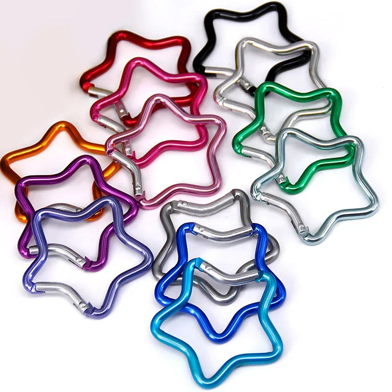 Description Picture 6 of item1Pc Pentagonal Star Shaped Aluminum Alloy Mountain Climbing Buckle Keychain Multifunctional Hook Making Accessories