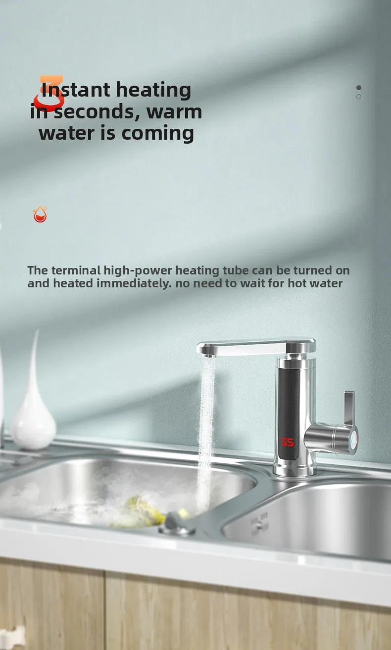 Description Picture 2 of item3000W 220V Electric Kitchen Water Heater 360Â° Heater Cold Heating Faucet Stainless Steel Tap Bathroom Instant Heater Faucet