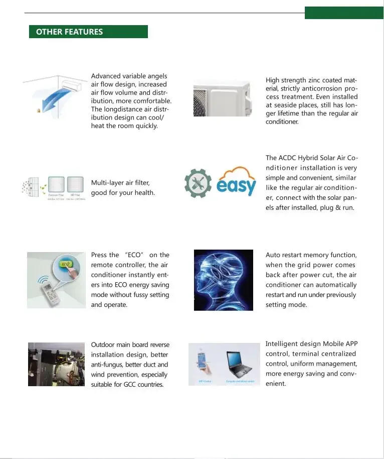 Description Picture 6 of itemAir Conditioner100% Off-Grid 48V DC Solar AC 9000btu To 24000btu Use Solar Air Conditioner 12000btu Model Available