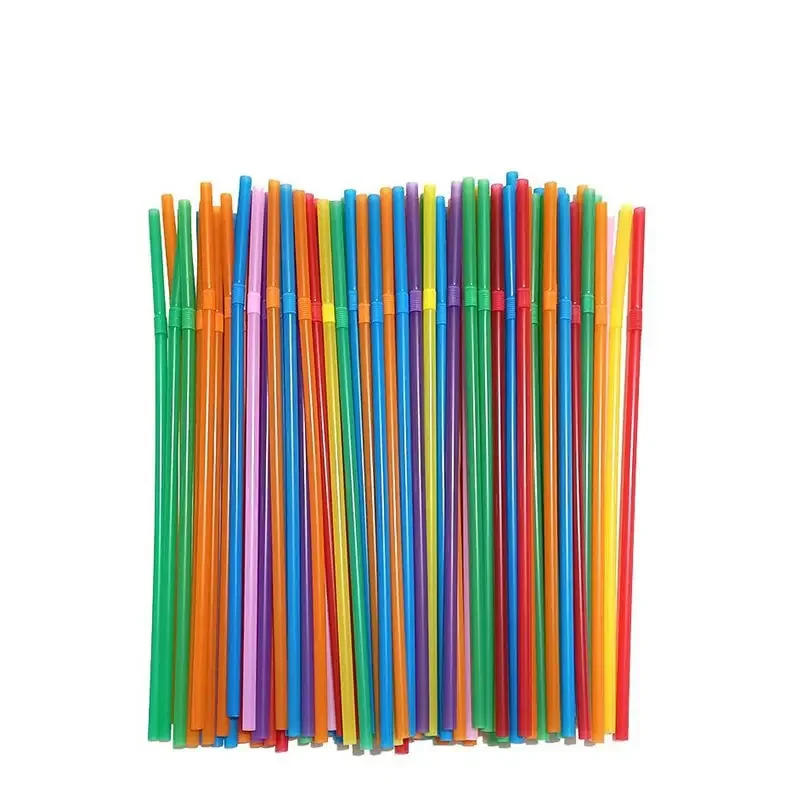 Description Picture 2 of item100Pcs Multicolor Plastic Straws Kitchen Beverage Disposable Drinking Straw Cocktail Rietjes Wedding Party Accessories
