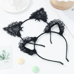 Women Lace Cat Ears Headband Cute Girls Cosplay Cat Ears Headwear Masquerade Anime Hair Accessories For Costume Party Hairbands