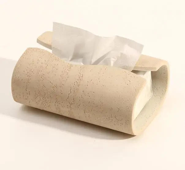 Description Picture 3 of itemEuropean Cave Stone Tissue Box Ceramics Modern Living Room Bedroom Desktop Napkin Organizer Handwork Creative Home Decoration