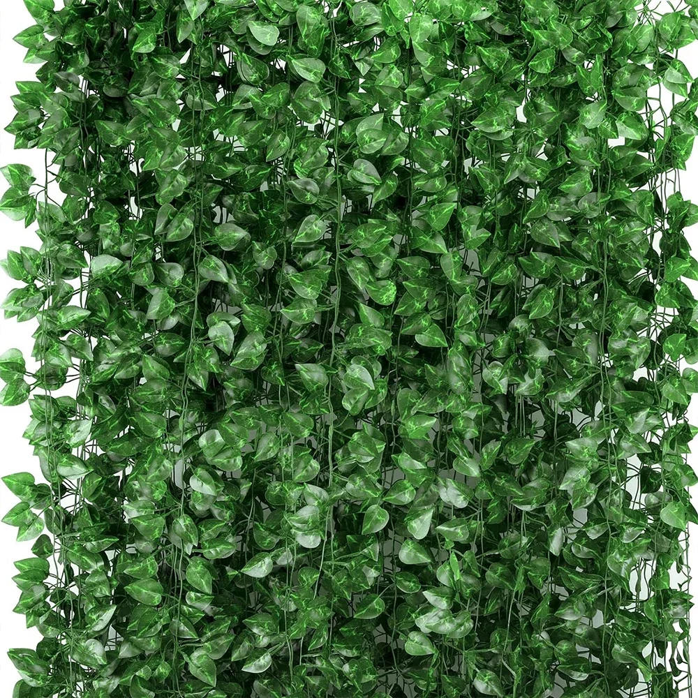 Description Picture 4 of item10/2M Artificial Plant Green Ivy Leaf Garland Hanging Vines Outdoor Greenery Wall Decor DIY Fake Wreath Leaves Home Party Decor
