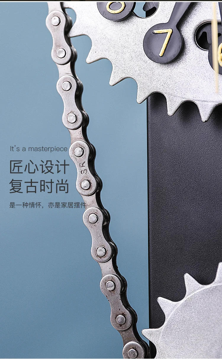 Description Picture 4 of itemMetal Gear Wall Clock Mechanical Style Artistic Pointer Quartz Watch Bar Restaurant Creative Decorative Desk Clock