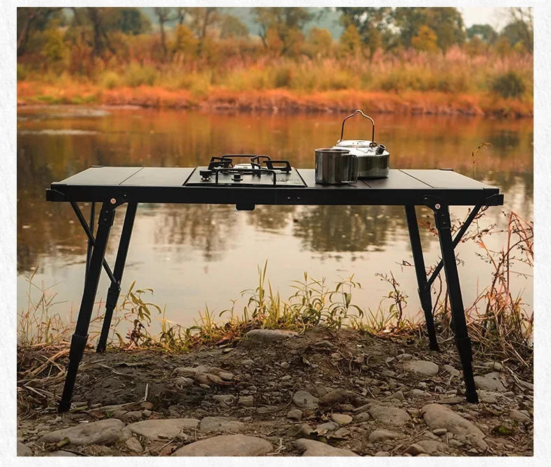 Description Picture 5 of itemNOBANA Newest  Outdoor Folding Egg Roll Table Camping Portable Liftable Aluminum Picnic Barbecue Table IGT Folding Picnic Table