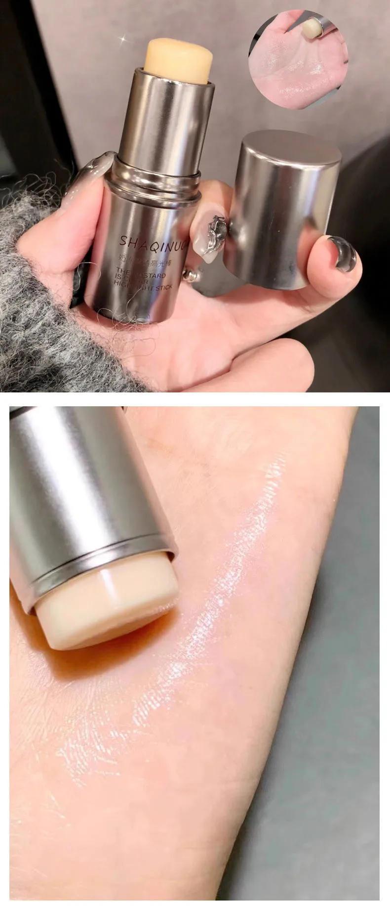 Description Picture 5 of itemMoisturizing Shiny Highlighter Stick Natural Water Light Shimmer Cream Brighten Lying Silkworm Face Contour Body Illuminator