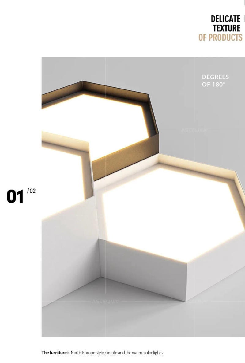 Description Picture 4 of itemScandinavian LED Simple Ceiling Light White Black Polygon Light For Porch Entry Door Bedroom Dining Room Kitchen Lighting