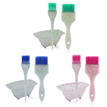 1 Set Non-slip Handle Dyeing Hair Brush Bowl Hairdressing Styling Tool Bleach Dye Cream Accessories for Salon Home Use