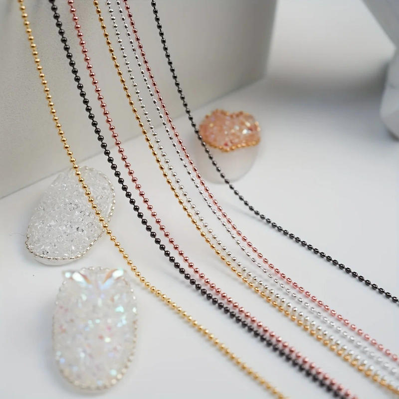 Description Picture 2 of itemNail Chain Bead Charms 0.8mm Rose Gold Silver Art Decorations Metal Nails DIY 3D Parts Rhinestones Jewelry Manicure Accessories