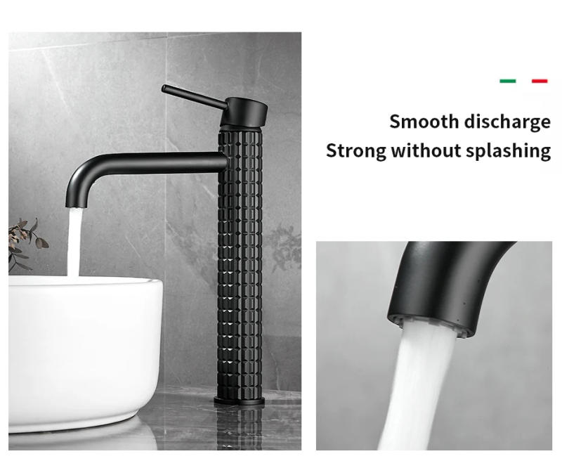 Description Picture 6 of itemBrass black bathroom basin faucet diamond single handle design high-end hotel cold and hot dual control basin high & low faucet