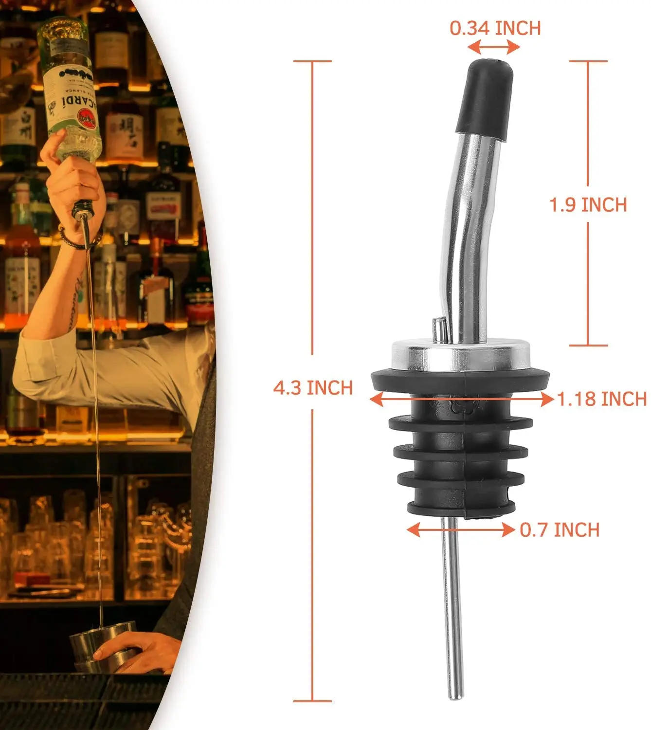 Description Picture 3 of item304 Stainless Steel Stopper For Bottle Wine Pour Bar Cocktail Shaker Fancy Shaker Mouth Bottle Stopper Drain Bar Accessories