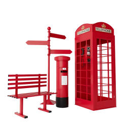 Retro Telephone Booth Prop Decoration Wrought Iron Post Box Mailbox Newspaper Booth Bar Mall Large Decorative Model