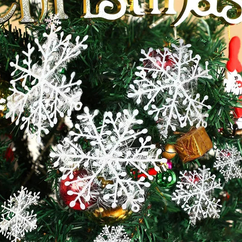 Description Picture 5 of item120/30PCS Christmas Snowflake Ornaments Glitter Fake White Snowflake Xmas Tree Hanging Pendents New Year Home Party Decorations