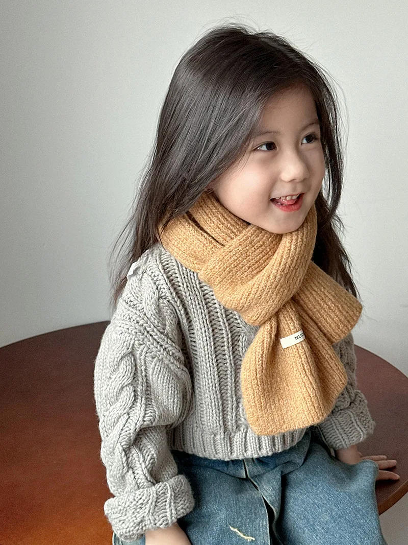 Description Picture 6 of item1-8Years Wool Versatile Children's Scarf Autumn and Winter Knitted Warm Scarves for Boys and Girls Trendy Windproof Headscarf