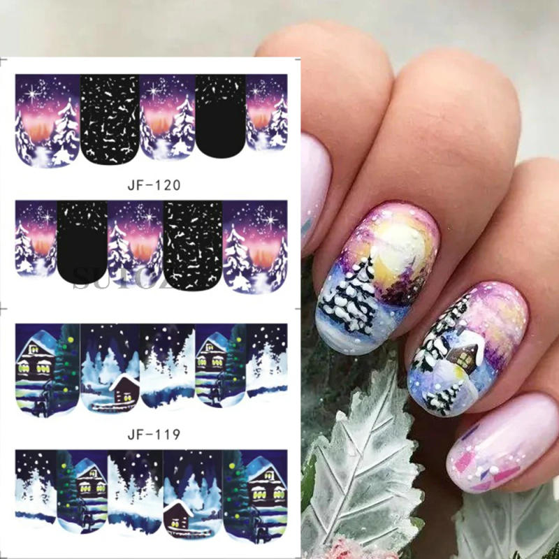 Description Picture 4 of itemChristmas Water Nail Decals Winter Forest Nail Stickers Snowy Tree New Year Decoration Transfer Sliders for Manicure NTJF109-120