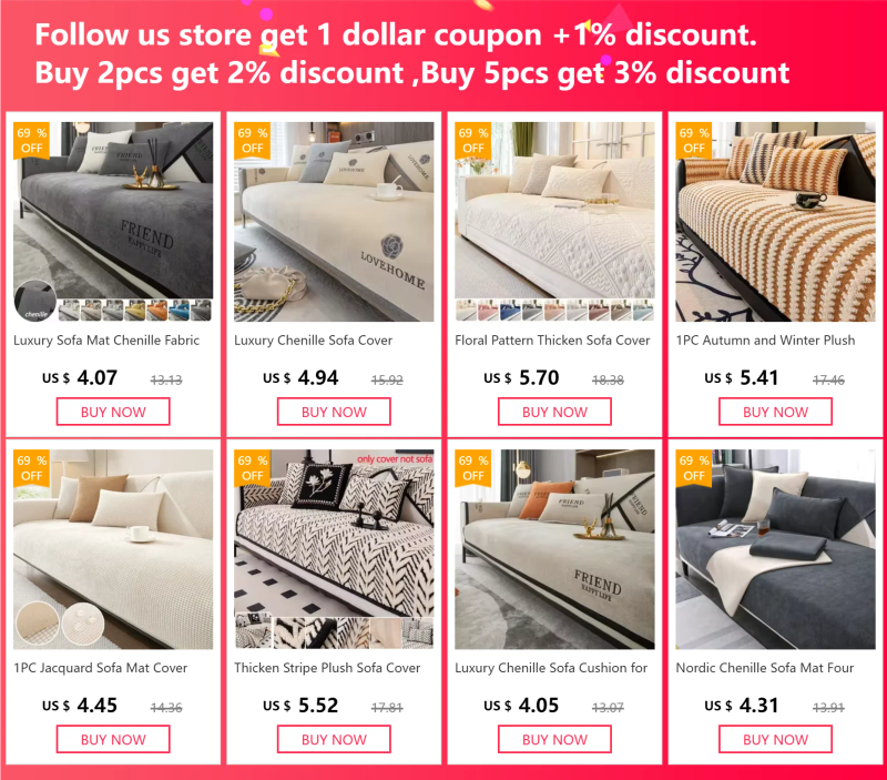 Description Picture 2 of itemLuxury Chenille Sofa Cover Universal Pets Kids Sofa Slipcovers for Living Room Combination L Shape Couch Towel Protector Home