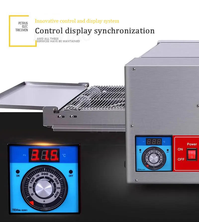 Description Picture 4 of itemElectric/Gas Conveyor Pizza Oven Commercial 12 Inch Pizza Stove Oven Large Dispenser Cake Bread Pizza Making Machine 220V/380V