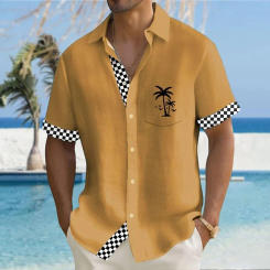 Hot men's shirt Hawaiian shirt Short -sleeved holiday beach fashion clothing soft and comfortable fabric super large size 6xl