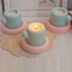 Mug Cup Coaster Silicone Candle Mold Epoxy Resin Cup Tray Mold 3D Gypsum Aromatherapy Mugs Coaster Candle Mold Cake Soap Making