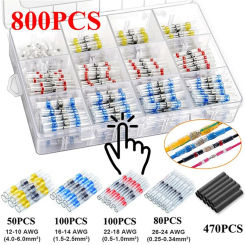 50/100/250/500/800pcs Practical Electrical Waterproof Seal Heat Shrink Butt Terminals Solder Sleeve Wire Connectors