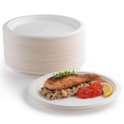 50 Disposable Plates Paper 100% Biodegradable Heavy-Duty Tableware Sugarcane Bag-Like  Compostable  Natural Fibers
