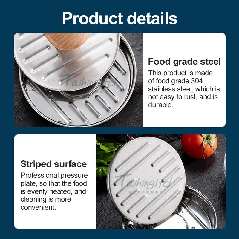 Description Picture 4 of item13CM Hamburger Maker Press Chopped Steak Meat Smasher Cutlet Mold Croquettes Kitchen Cooking Tool Hamburgueria Diner Accessories