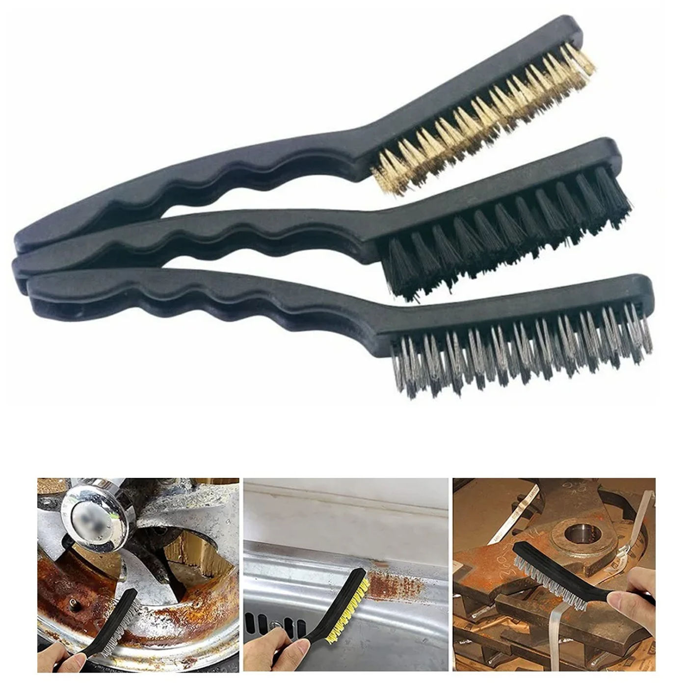 Description Picture 4 of item1pcs Mini Wire Brush Brass Nylon & Steel Brushes Rust Remover Cleaning Polish Grinder Clean Tools Home Kits
