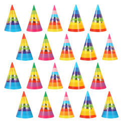 20 Pcs Rainbow Birthday Hat Cone Hats Small Party Headwear Cute Props Decorate Celebration