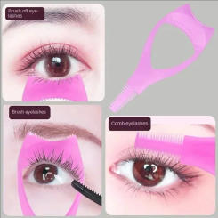 MJ Eyelash Tool 3 in 1 Makeup Mascara Shield Guard Curler Applicator Comb Guide Card Makeup Tool Beauty Cosmetic Tool 3 Color