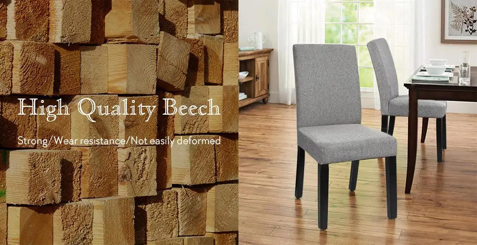 Description Picture 3 of itemFurmax Dining Chairs Urban Style Fabric Parson Chairs Kitchen Living Room Armless Side Chair with Solid Wood Legs Set of 4