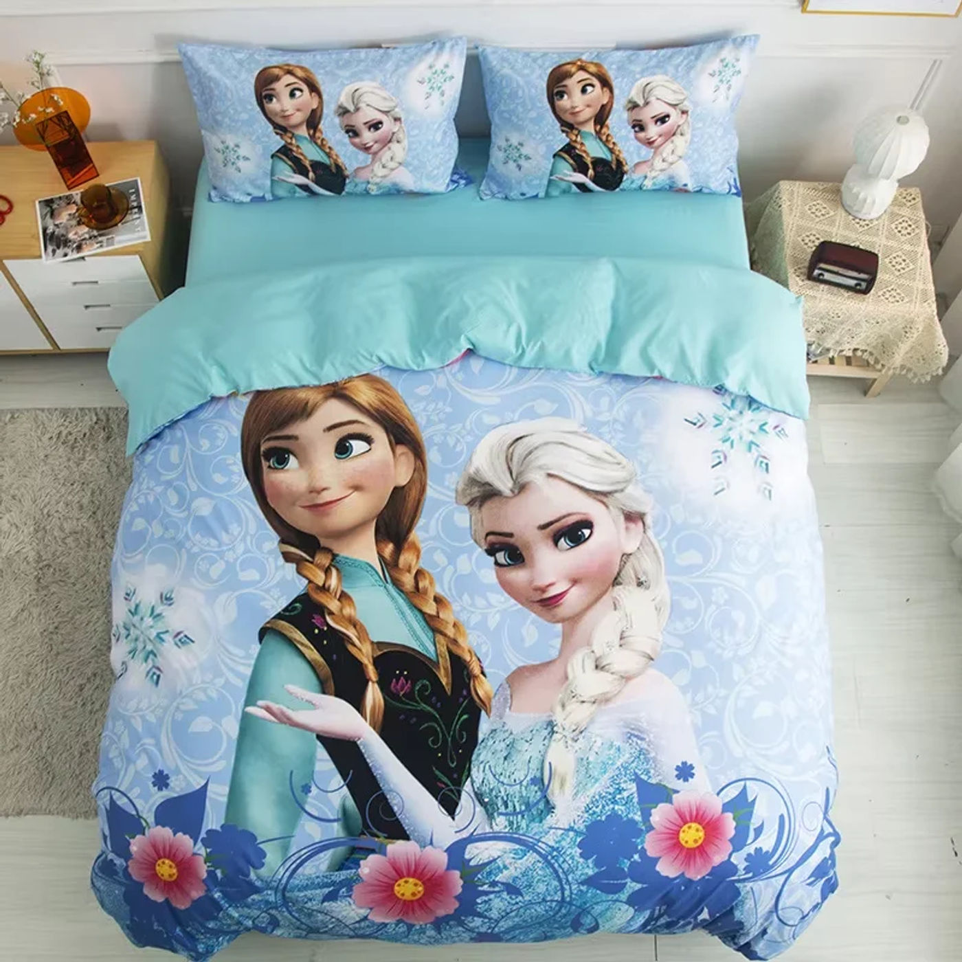 Description Picture 3 of item3D Frozen Comforter Cover Set For Kids Girls, Duvet Cover Single Queen King Bedding Set, Iconic Brand and Iconic Brand Princess Quilt Cover