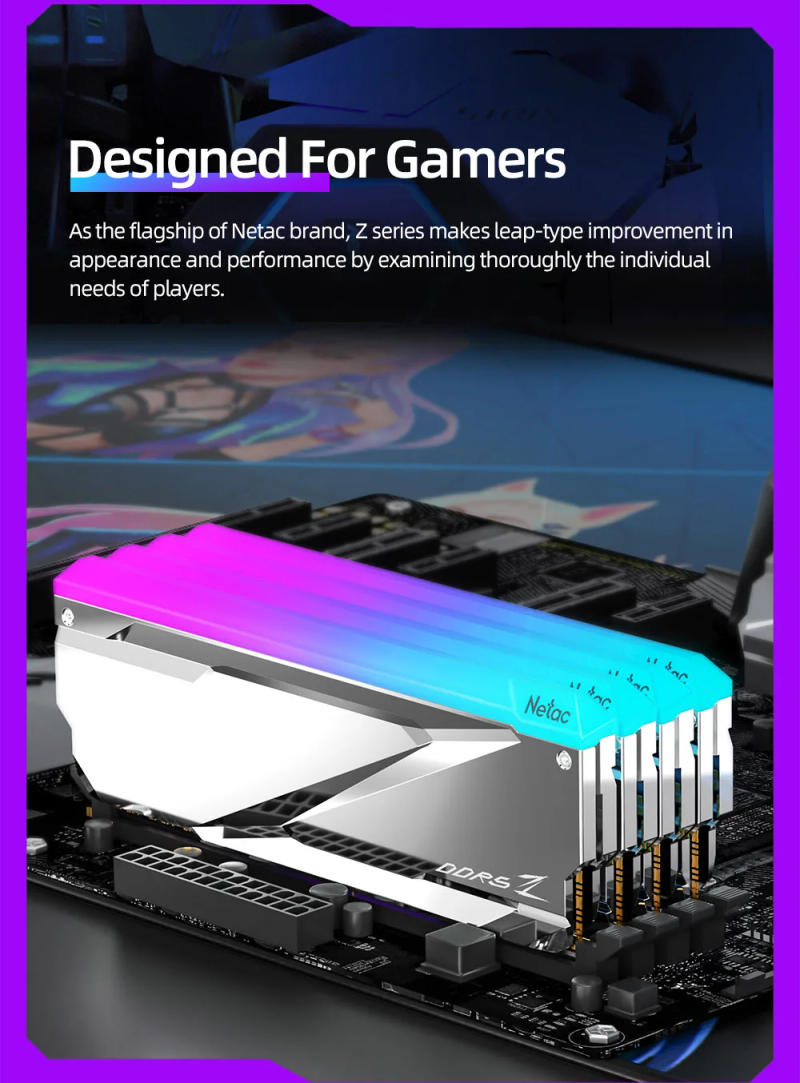 Description Picture 3 of itemNetac DDR5 memoria RAM RGB 7200mhz 6600mhz 6200mhz DDR5 Dual Channel 16GBx2 RAMs for DIY Gaming Computer Memory with Heatsink