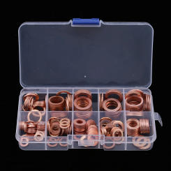 Copper Washer Gasket Nut and Bolt Set Flat Ring Seal Assortment Kit with Box //M8/M10/M12/M14 for Sump Plugs