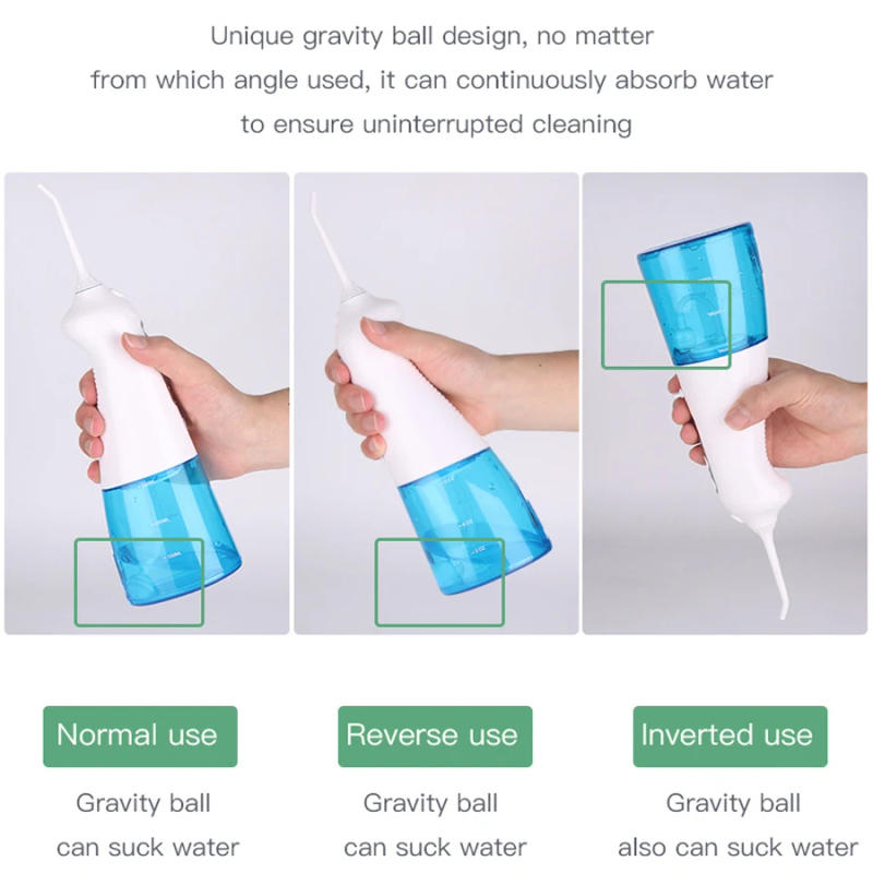 Description Picture 3 of itemCordless Water Dental Flosser for Teeth - 350ML Portable and Rechargeable Oral Irrigator with 4 Modes 2 Replaceable Tips - IPX7