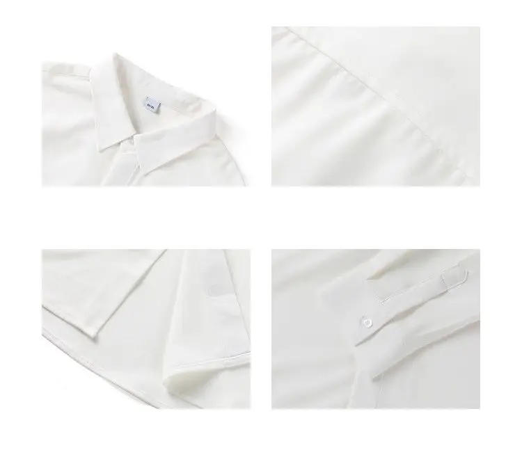 Description Picture 5 of itemHigh-end Men Clothing Ice Silk Shirt Men Solid Color Drape Korean Long Sleeve Hidden Buttons Business Casual Men Dress Shirt