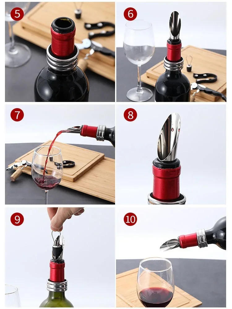 Description Picture 3 of itemWine Bottle Opener Stainless Steel Decanter Wine Corks Screw Corkscrew Kitchen Bar Multifunction Accessories Tool Corkscrew Sets