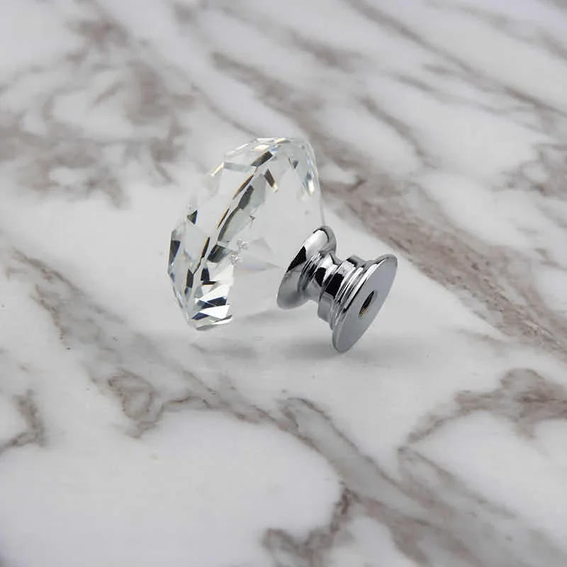 Description Picture 6 of item10Pcs/set 30mm Diamond Shape Design Crystal Glass Knobs Cupboard Drawer Pull Kitchen Cabinet Door Wardrobe Handles Hardware