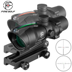Fire Wolf 4X32 Hunting Riflescope Real Fiber Optics Grenn Red Dot Illuminated Etched Reticle Tactical Optical Sight