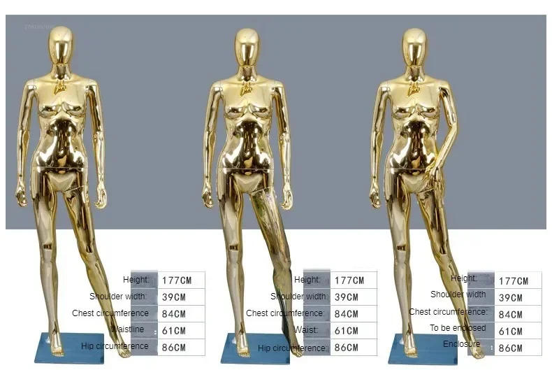 Description Picture 3 of itemModern Gold Mannequins for Women's Clothing Stylish Plastic Full Body Mannequins Simple Adult Mannequins for Clothing Stores L