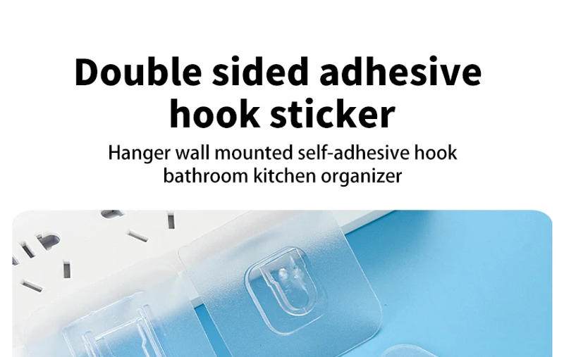 Description Picture 2 of item2/5/10pcs/Set Acrylic Adhesive Non-trace Hook Double-sided Sticker Button Closure For Shelving Hanging