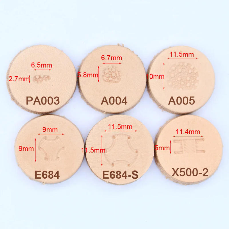 Description Picture 2 of item6 Pattern Leather Stamping Tool for Leather Carving Stamps DIY Leathercraft Making Printing Set Leather Craft Decoration Flower