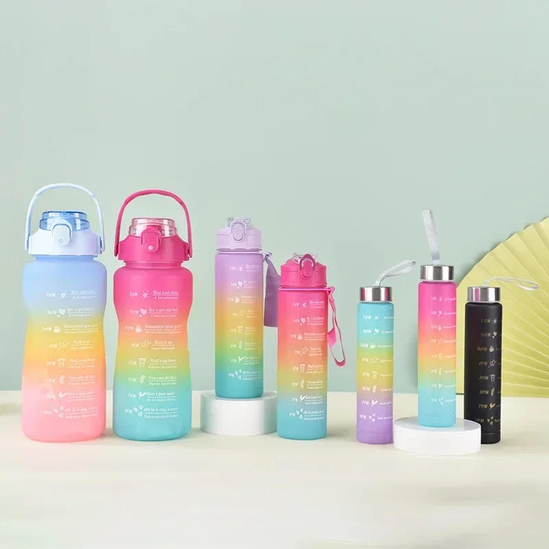 Description Picture 2 of item300ml Water Bottle Motivational Sport Water Bottle Leakproof Bottles Drinking Outdoor Travel Gym Fitness Jugs For Kitchen Cups