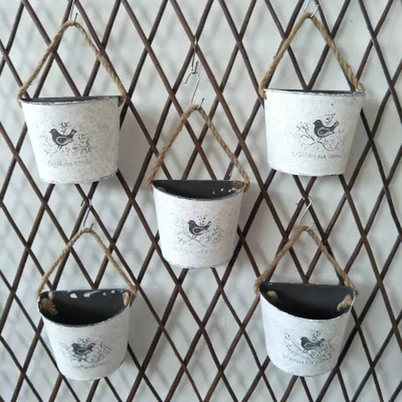 Description Picture 4 of item1Pcs Wall Hanging Flower Vase Pot Wall Flower Basket Rural Garden Home Decoration Flowers Decor