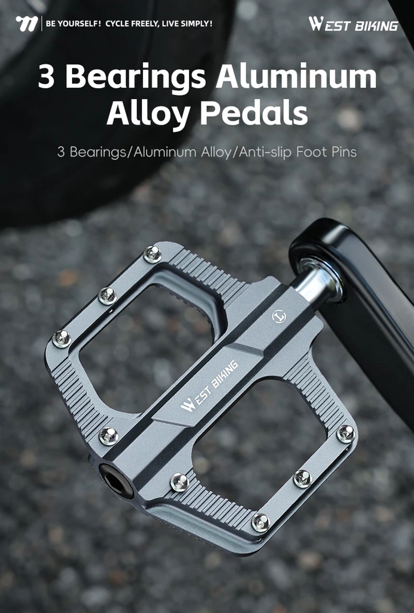 Description Picture 2 of itemWEST BIKING Bicycle 3 Bearings Pedal Multicolor Lightweight Anti-Slip Flat Pedals Aluminum Alloy Road Bike Pedal BMX MTB Parts