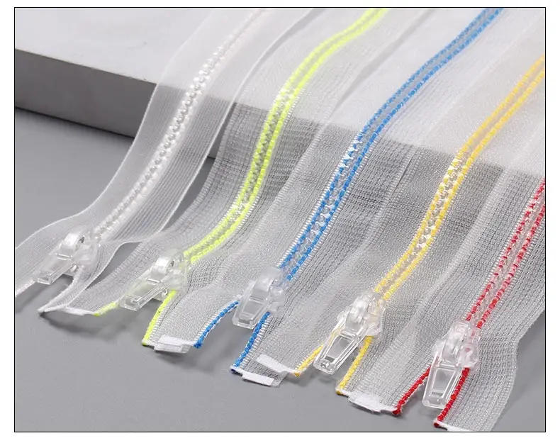 Description Picture 2 of item1/2PCS 20/80cm 5# Resin Zippers Transparent Open Close End Plastic Puller Zipper For Sewing Jacket Clothes Bags Accessories